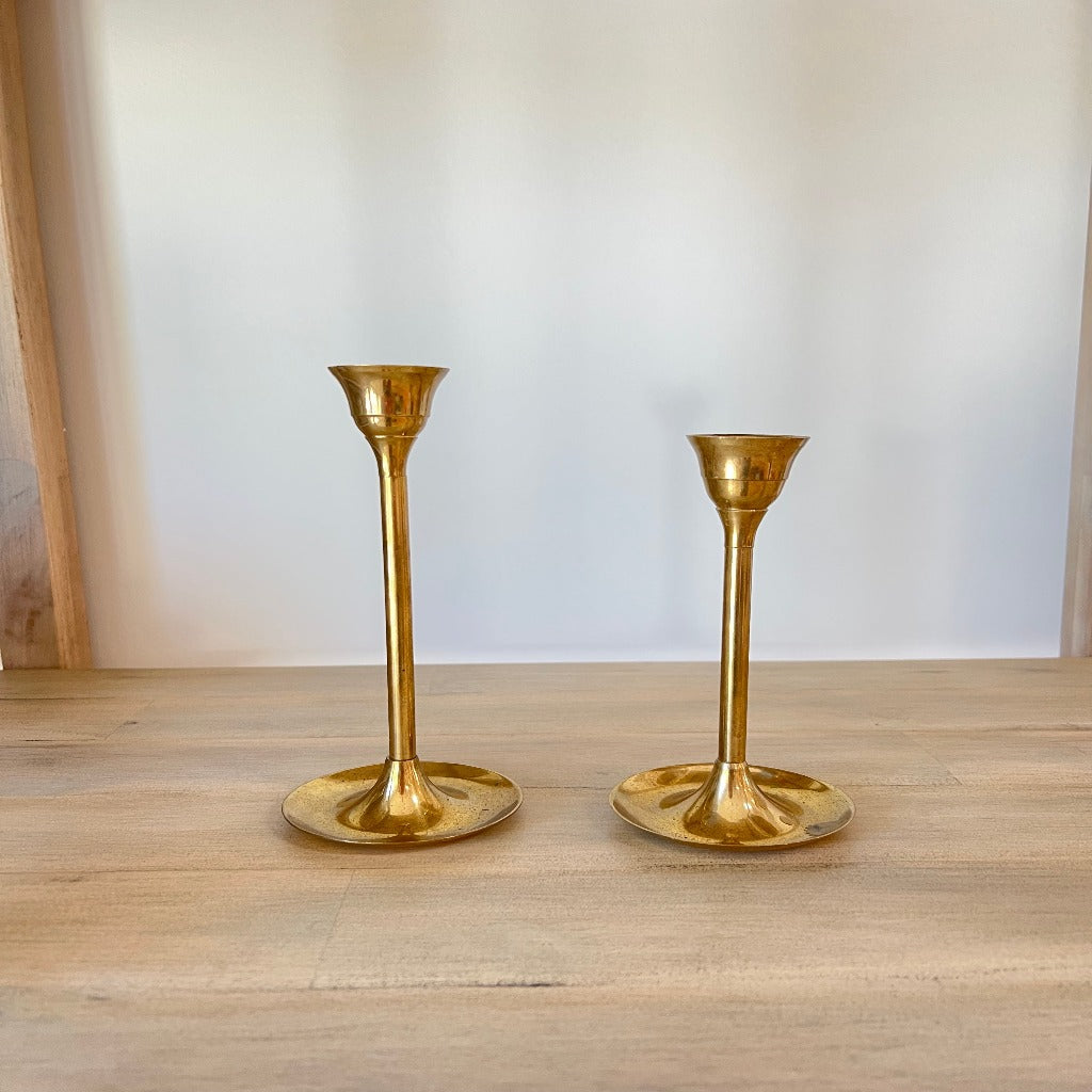 Vintage Inspired Brass Finish Taper Candle Holder