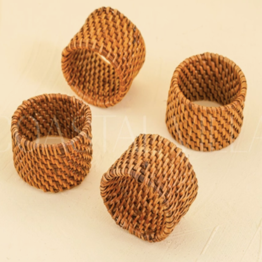 Rattan Napkin Ring Set