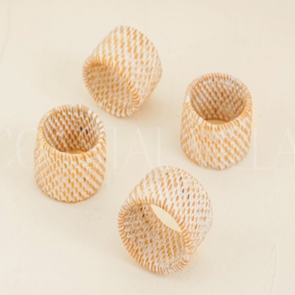 Rattan Napkin Ring Set