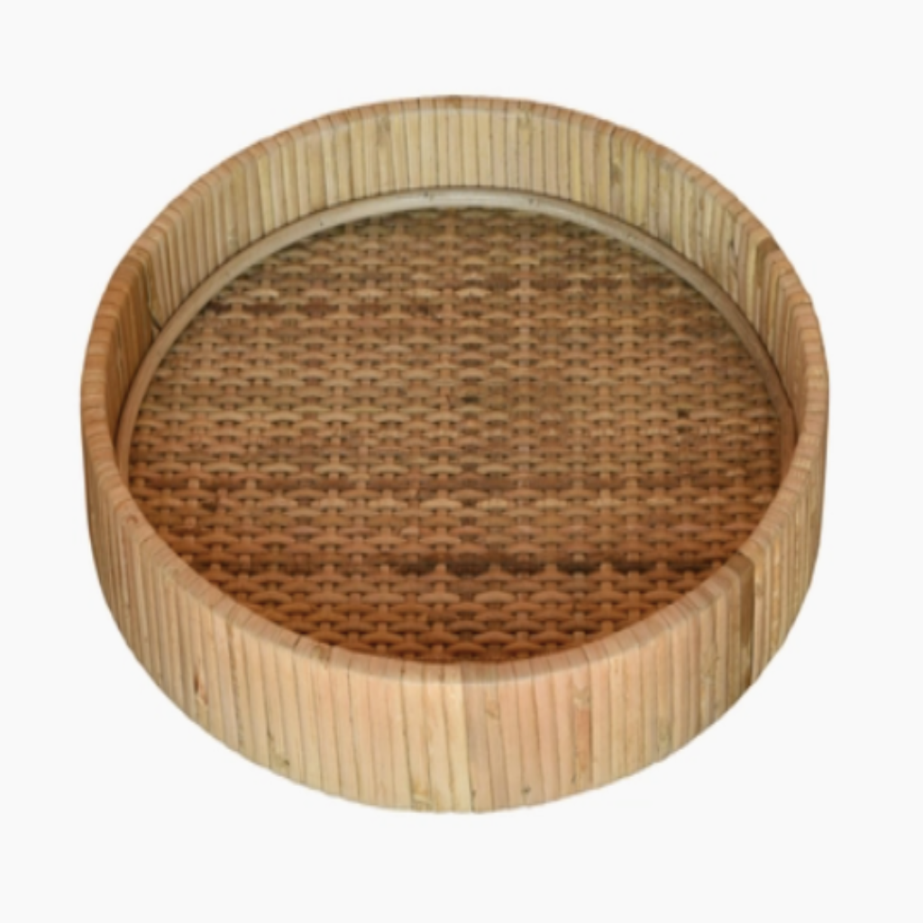 Round Rattan Serving Tray