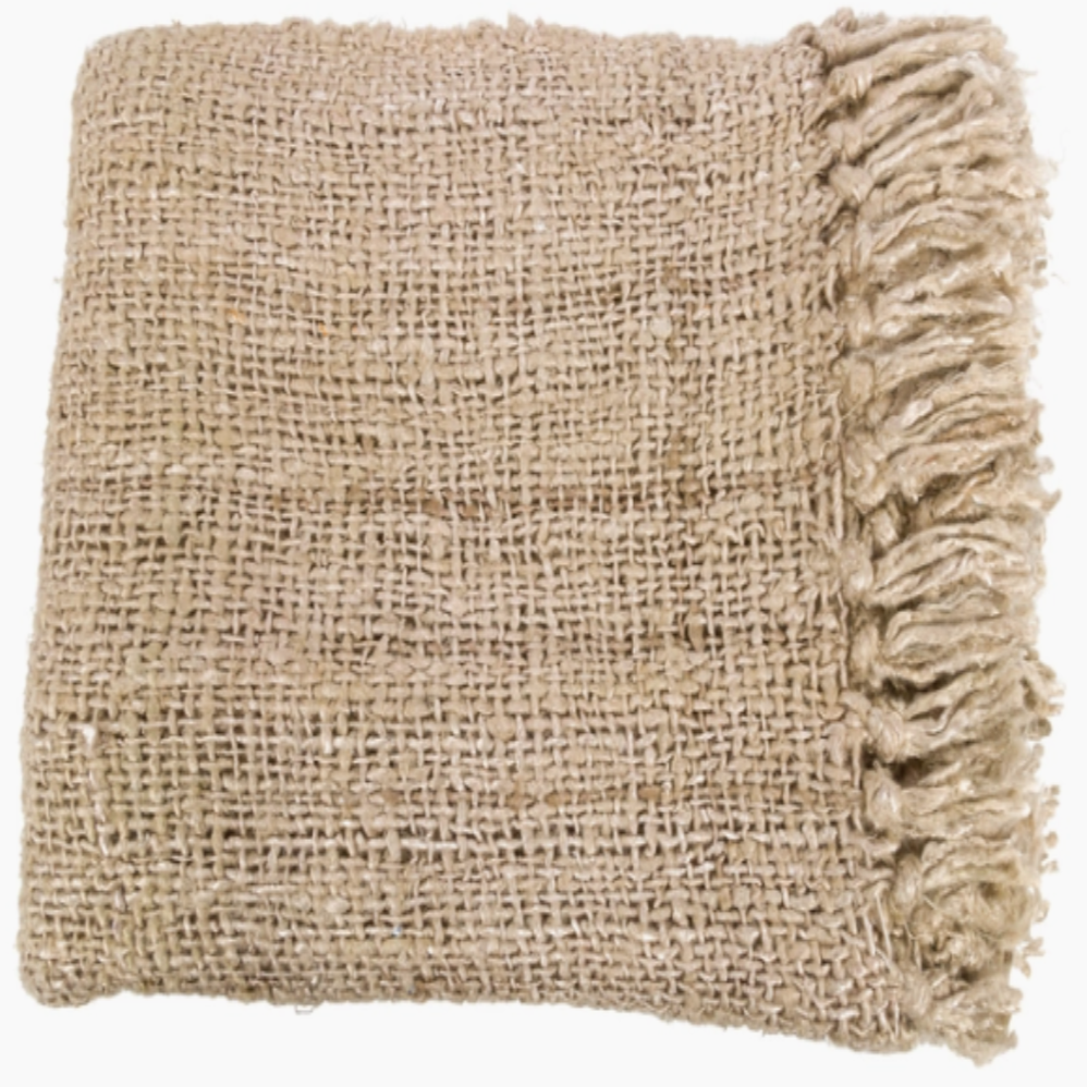 Beige Woven Fall Throw