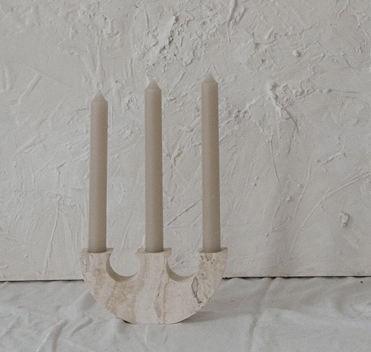 Triad Travertine Candle Holder